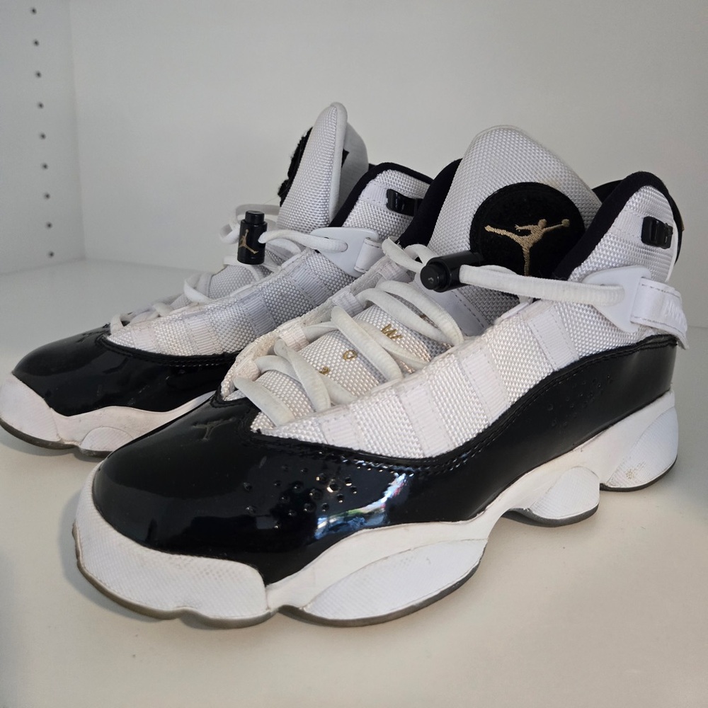 Nike Air Jordan | 6 Ring | Kids Retro Sneakers Black White Gold Size 4.5Y |